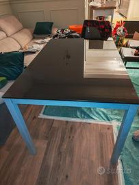 tavolo in vetro nero temperato allungabile 