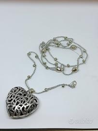 Collana artigianale nuova con cuore traforato