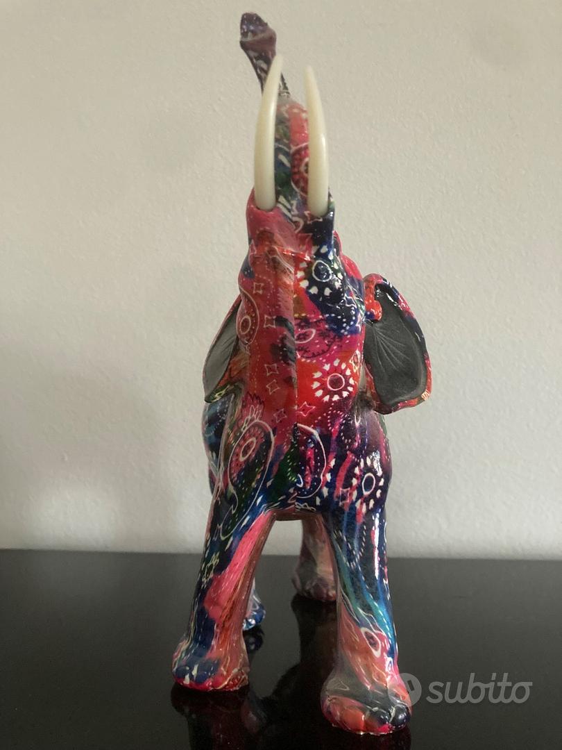 Scacciapensieri Etnico Kalamkari Con 5 Elefanti Dipinti A Mano – Multicolore, Con Perline E Campana – Decorazione Da Porta O Parete, 87 Cm
