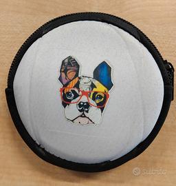 Portamonete astuccio tondo tessuto cerniea stampa