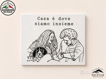 Basso rilievo line art tu e il tuo cane o gatto