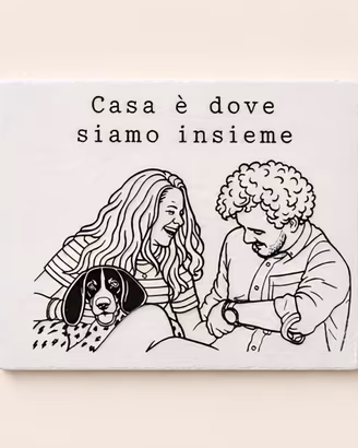 Basso rilievo line art tu e il tuo cane o gatto