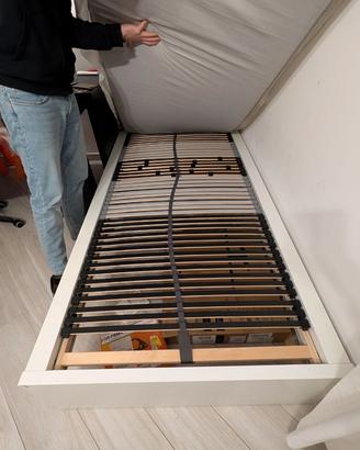 LETTO + MATERASSO + COMODINO BIANCO IKEA