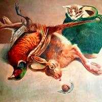 Dipinto ad olio 70x50 int. a tema selvaggina