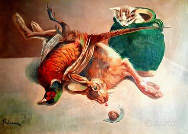 Dipinto ad olio 70x50 int. a tema selvaggina