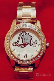 Orologio bijoux colore oro rosa con cristallini