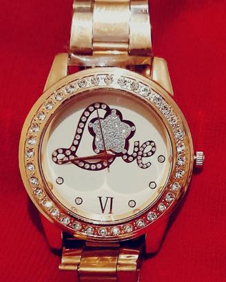 Orologio bijoux colore oro rosa con cristallini