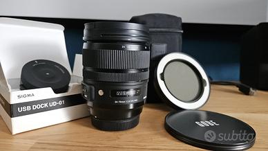 Sigma 24-70mm f/2.8 Art Canon + Dock + Filtro GOBE