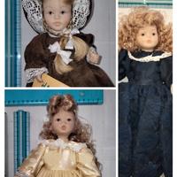 Lotto 3 bambole di porcellana Happy Dolls 1999
