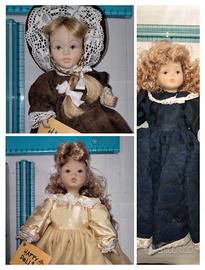 Lotto 3 bambole di porcellana Happy Dolls 1999