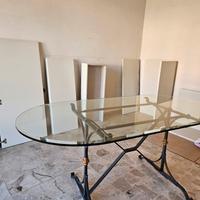 Tavolo ovale 180x90 ferro e cristallo