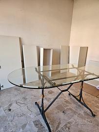 Tavolo ovale 180x90 ferro e cristallo