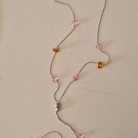 Collana in argento con swarovski rosa e arancio 