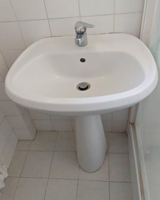  Lavabo bagno con colonna DOLOMITE e miscelatore 