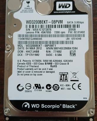 HD WD3200BEKT Scorpio Black 320GB