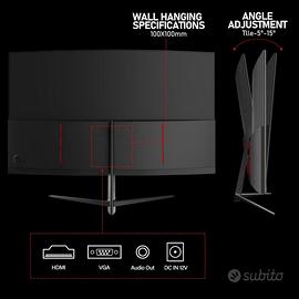 Gawfolk 27 Pollici Curvo Monitor 100Hz, PC Schermo