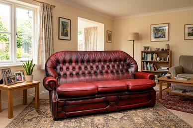 DIVANO ORIGINALE CHESTERFIELD 3 POSTI IN PELLE