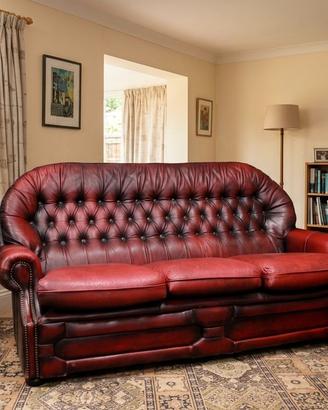 DIVANO ORIGINALE CHESTERFIELD 3 POSTI IN PELLE
