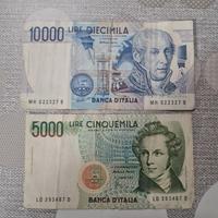 Banconota da 10000 Lire + 5000 Lire