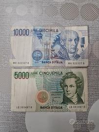 Banconota da 10000 Lire + 5000 Lire