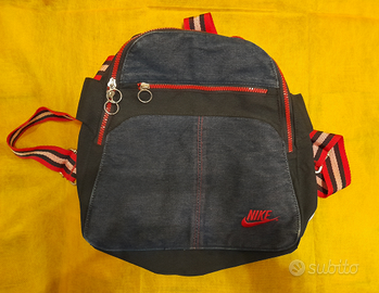 NIKE zainetto jeans con cerniere rosse anni 90