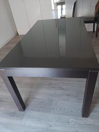 tavolo 160x90 con piano in vetro 