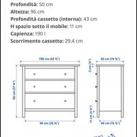 cassettiera ikea Hemnes 3 cassettiera bianca