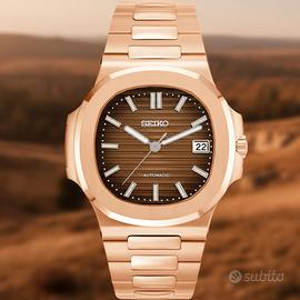 Seiko mod Nautilus rose gold brown dial