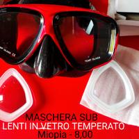 maschera subacquea lenti miopia vetro no plastica 