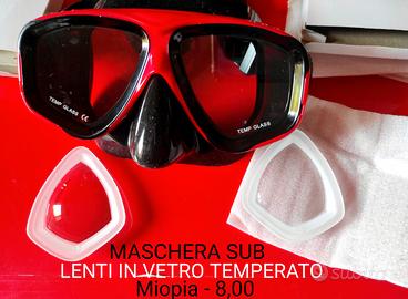 maschera subacquea lenti miopia vetro no plastica 