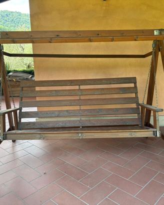 Dondolo da giardino in legno massiccio a 2 posti