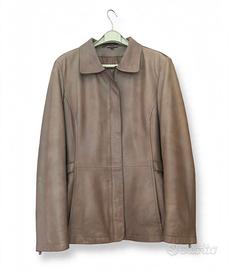 Giacca in Vera Pelle Donna Tortora / Fango taglia