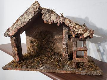 Grande e rara capanna Presepe d'epoca arte Fontani