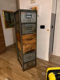 Cassettiera industriale autentica vintage