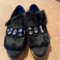 Mocassino donna con pelo e strasse misura 39