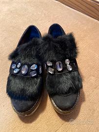 Mocassino donna con pelo e strasse misura 39