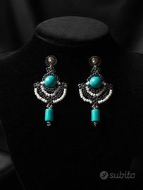 Orecchini unici anni 90 vintage gemme turchese