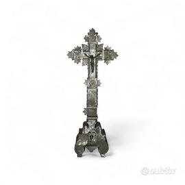 Antico Crocifisso d'Altare in Madreperla e Legno 