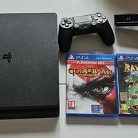 Playstation 4 slim + joystick +2 giochi +telecamer