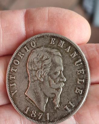 moneta 5 lire Vittorio Emanuele II 1871