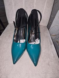 Scarpe Tacco Nuove Sfumate Verde Acqua Nero