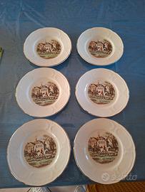 Set 6 Piatti Vintage C.I.T. "Hunting Scenes"