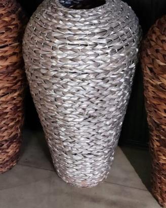 Vaso zilna in rattan argento