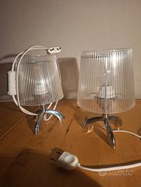 Coppia di lampade da tavolo trasparenti/cromate