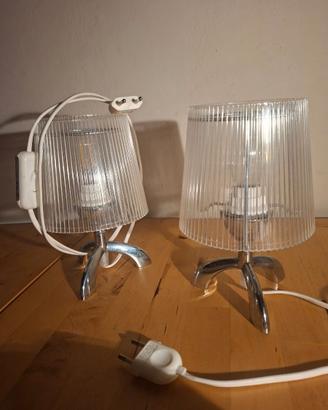 Coppia di lampade da tavolo trasparenti/cromate