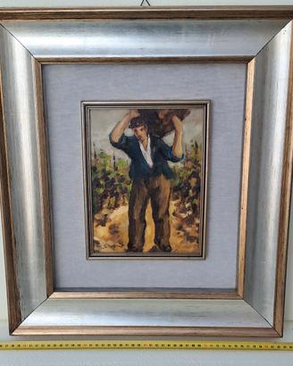 Quadro Olio Mario Leveni "Raccolta dell'uva"
