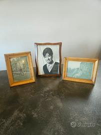 3 cornici porta foto in legno vintage anni 60-70