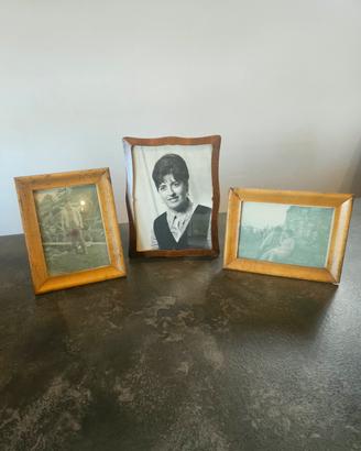 3 cornici porta foto in legno vintage anni 60-70