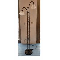 Lampada Piantana a 2 Luci in ferro battuto