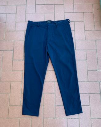 Pantaloni Bershka Slim Cropped Fit Blu Navy